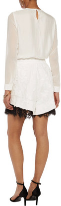 Zimmermann Mischief Lace-Paneled Embroidered Linen Shorts