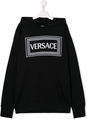 Versace TEEN logo print hoodie