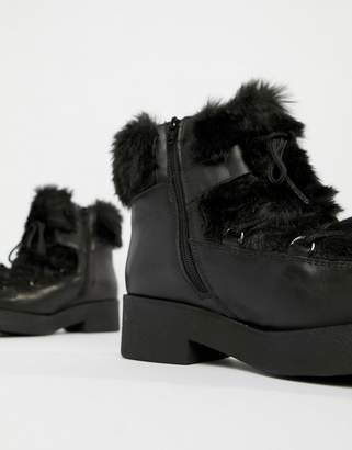 Aldo chunky faux fur leather ankle boots