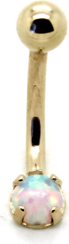Etsy 14K Yellow Gold Solitaire Belly Ring With 4mm Round Opal