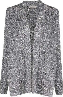 silver metallic cardigan womens