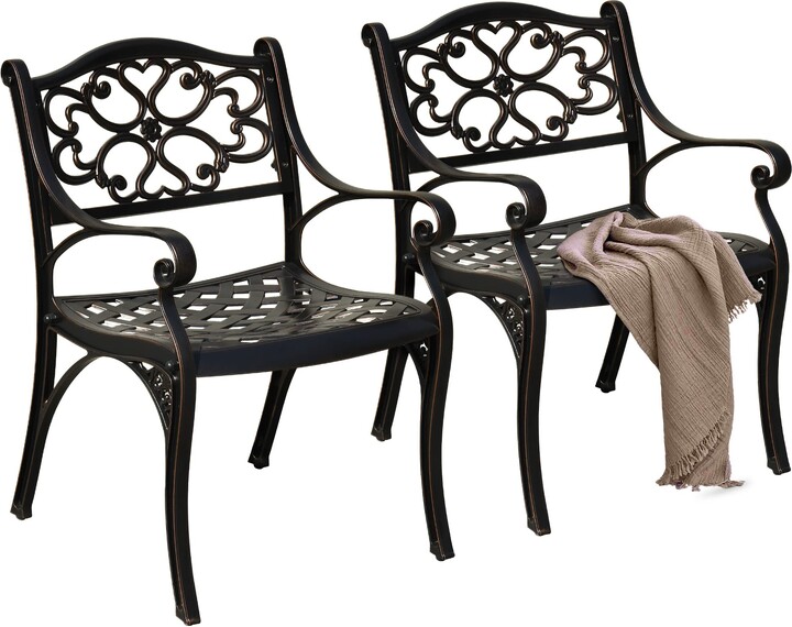 DWVO Set of 2 Outdoor Cast Aluminum Outdoor Chairs with Armrest ShopStyle