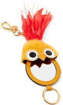 Thumbnail for your product : Miu Miu Leather, Shearling And Feather Keychain - Orange