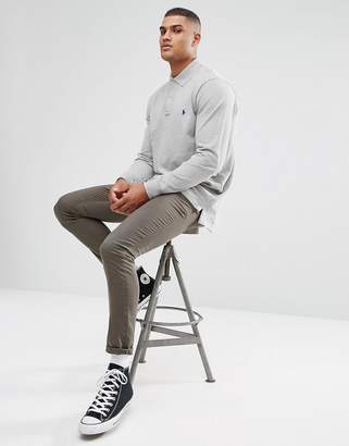 Polo Ralph Lauren Tall Long Sleeve Polo Shirt In Light Grey