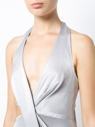 Halston asymmetric sleeveless gown