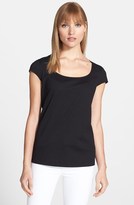 Thumbnail for your product : Lafayette 148 New York Charmeuse Trim Scoop Neck Tee