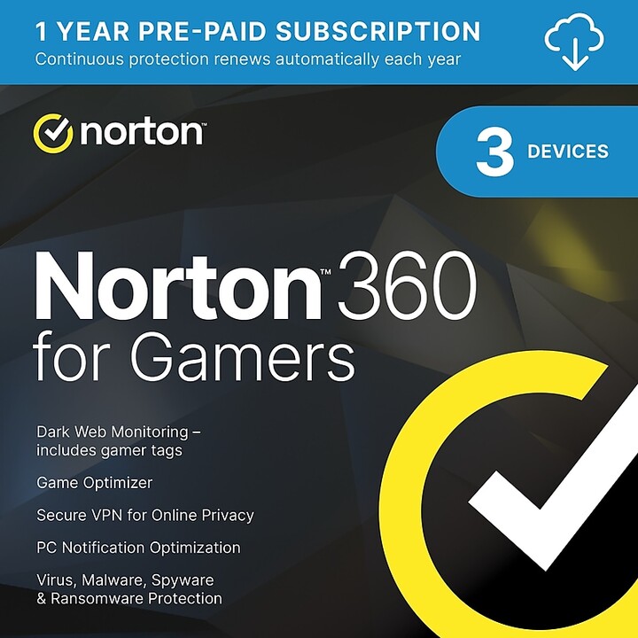 Norton Co. 360 for Gamers for 3 Devices, Windows/Mac/Android/iOS, Download (21413621)