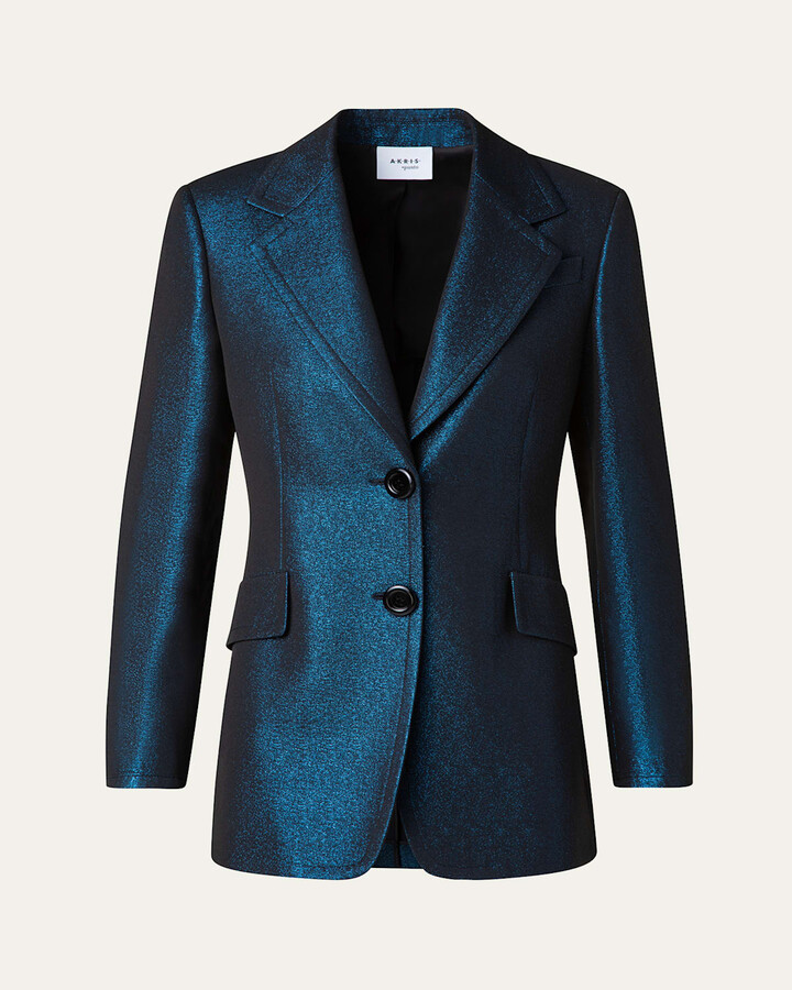 Akris Punto Metallic Night Sky Boyfriend Blazer