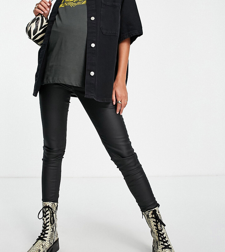 Ripped Jeans Topshop Black Coated Jamie Jeans Topshop