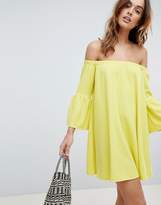 Thumbnail for your product : ASOS Design Off Shoulder Dress with Bell Sleeve