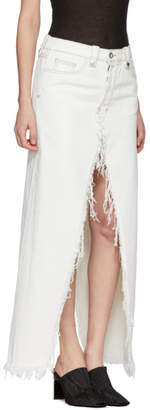 Unravel White Rigid Denim Deconstructed Long Skirt