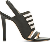 Thumbnail for your product : Christopher Kane Black Matte Leather & Elastic Slingback Heels