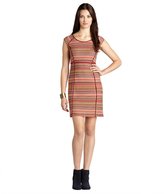 Thumbnail for your product : Donna Morgan burgundy and marigold wave striped cap sleeve stretch dress