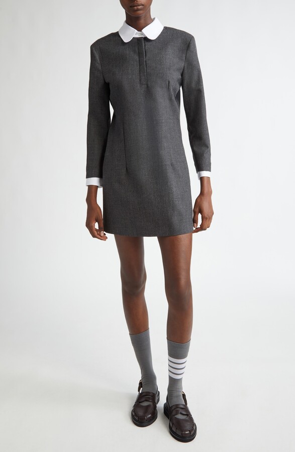 Thom Browne Wool & Cotton Mixed Media Minidress