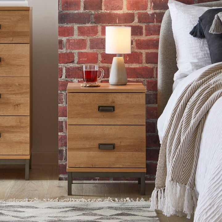 Dunelm Fulton 2 Drawer Bedside Table Brown ShopStyle Chests