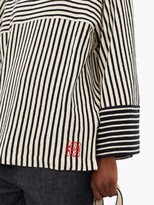 Thumbnail for your product : Loewe Striped Wide-sleeve Cotton-terry T-shirt - Navy Stripe