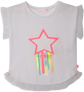Billieblush Kids' Sleeveless Ruffled Star T-Shirt, White