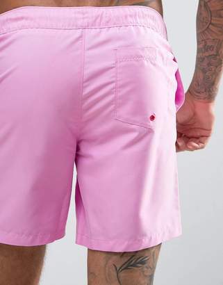 ASOS Swim Shorts In Pink With Red Contrast Drawcords Mid Length