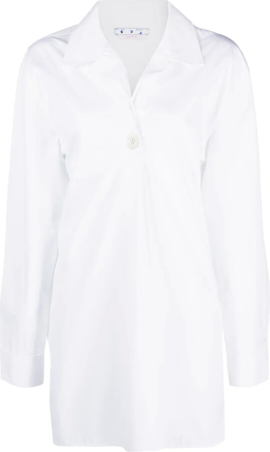 Off-White Long-Sleeve Button-Fastening Shirt