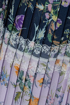 Thumbnail for your product : Mikael Aghal Pleated Floral-print Chiffon Maxi Dress