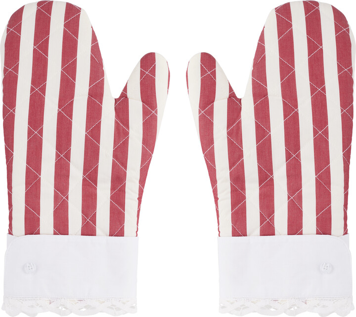 Gohar World Red & White Oven Mitts