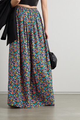 Tibi Sabine Floral-print Cotton-poplin Maxi Skirt - Black