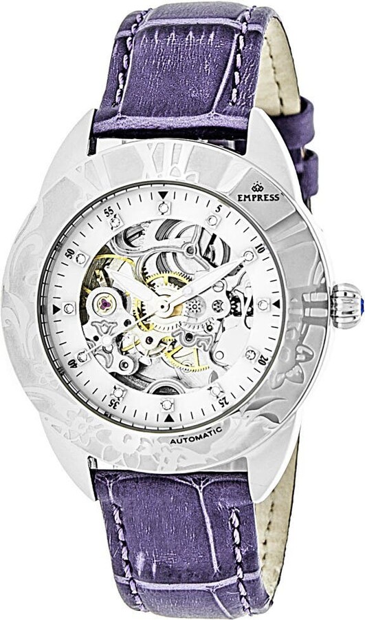 Empress Godiva Automatic MOP Leather-Band Watch