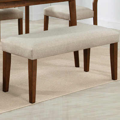 George Oliver Mid-Century1pc Plush Upholstered Seats Warm Wood Finish Dining Room Brown