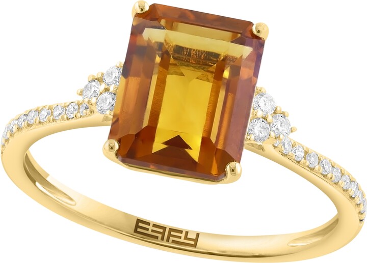 Effy Madeira Citrine (2-5/8 ct. t.w.) And Diamond (1/8 ct. t.w.) Ring in 14k Yellow Gold