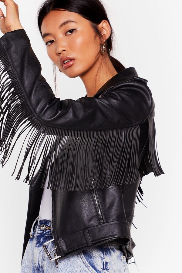black fringe jacket womens