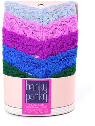 Hanky Panky Plus Size Signature Lace Original Rise Thong 5-Pack