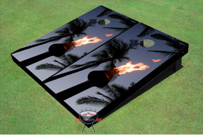 All American Tailgate 2' x 4' Tiki Torch Cornhole Board Set