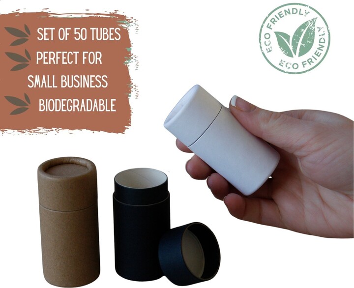 50 Eco Balm Push-Up Tubes 1.25Oz 35G - Sustainable Natural Deodorant & Cosmetics Tube, Wholesale Packaging 1.25 Ounce 35 Ml