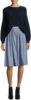 Thumbnail for your product : Vince Pencil-Stripe Shirred Full Skirt, Blue/White