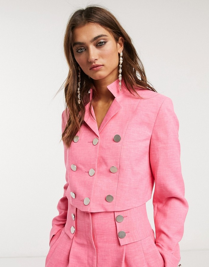 Topshop IDOL crop blazer two-piece in hot pink - ShopStyle