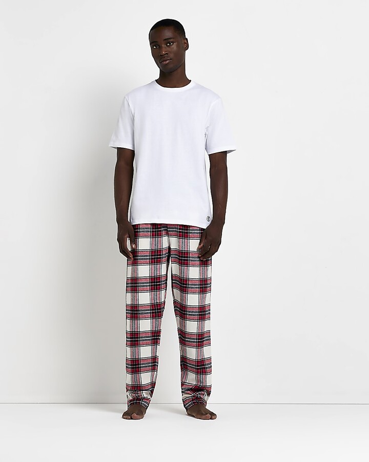 Kind Society Mens River Island Red Regular Fit Check Pyjama Set ShopStyle