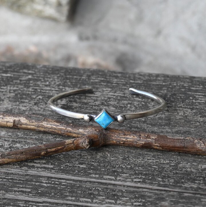 Etsy Kingman Turquoise Sterling Silver Cuff Bracelet - Blue