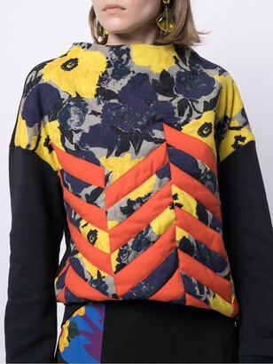 Dries Van Noten Pre-Owned Appliqué Stripes Floral Sweatshirt