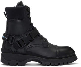 Prada Black Clip Detail Combat Boots