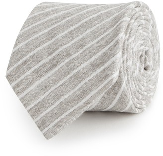 Reiss Rail - Striped Linen Tie in Stone