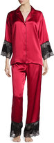 Thumbnail for your product : Josie Natori Lace-Trim Satin Pajama Set, imperial Red