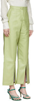 Thumbnail for your product : MATÉRIEL Green Faux-Leather Slit Pants