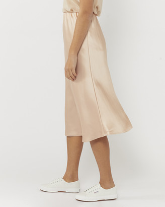 Everly Collective Women's Neutrals Midi Skirts - Find Your Again Slip Skirt