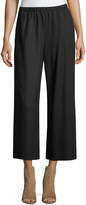 Thumbnail for your product : Eileen Fisher Boiled Wool Jersey Wide-Leg Cropped Pants