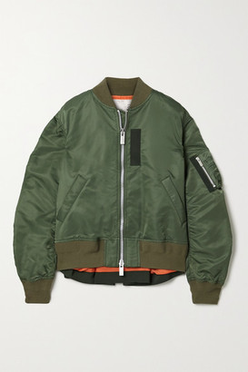 Sacai Oversized Grosgrain-trimmed Shell Bomber Jacket - Army green