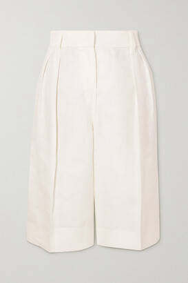 Brunello Cucinelli Pleated Linen-twill Shorts - White