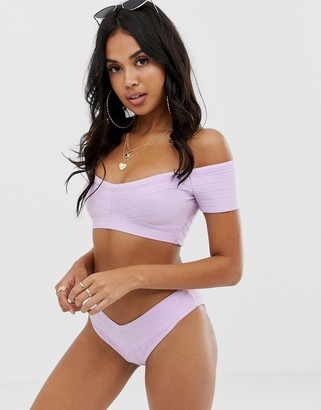 ASOS DESIGN DESIGN wrap front bandage bikini bottom in lilac
