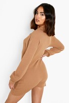 Thumbnail for your product : boohoo Collared Lounge Knitted Playsuit
