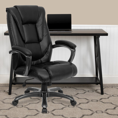 Flash Furniture High Back LeatherSoft Swivel Ergonomic Office Chair w/Deep Curved Lumbar