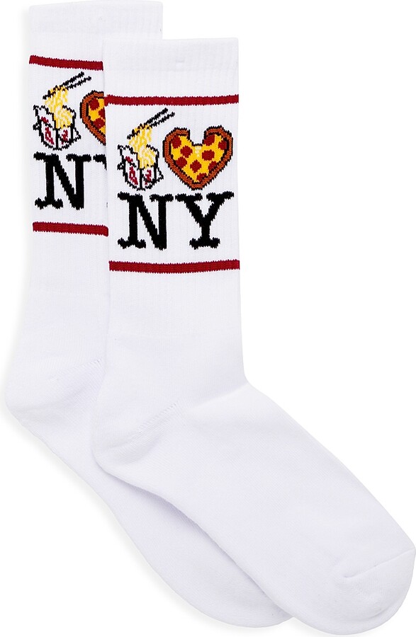 PiccoliNY Lo Mein Pizza NY Socks - White